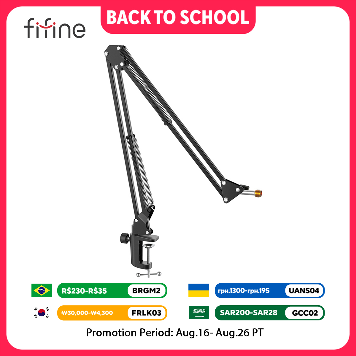Boom Arm Stand - FIFINE Adjustable Microphone Suspension Boom Scissor