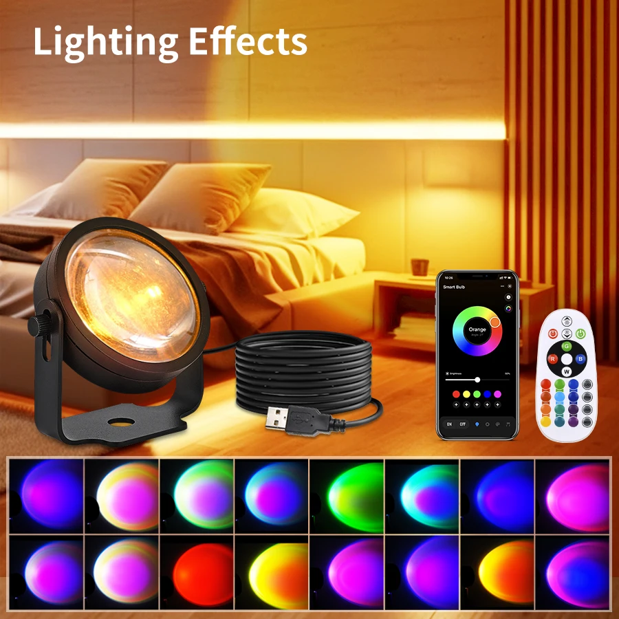 Tuya Smart Sunset Projector La - Photography Lighting Mood ulasan dan harga